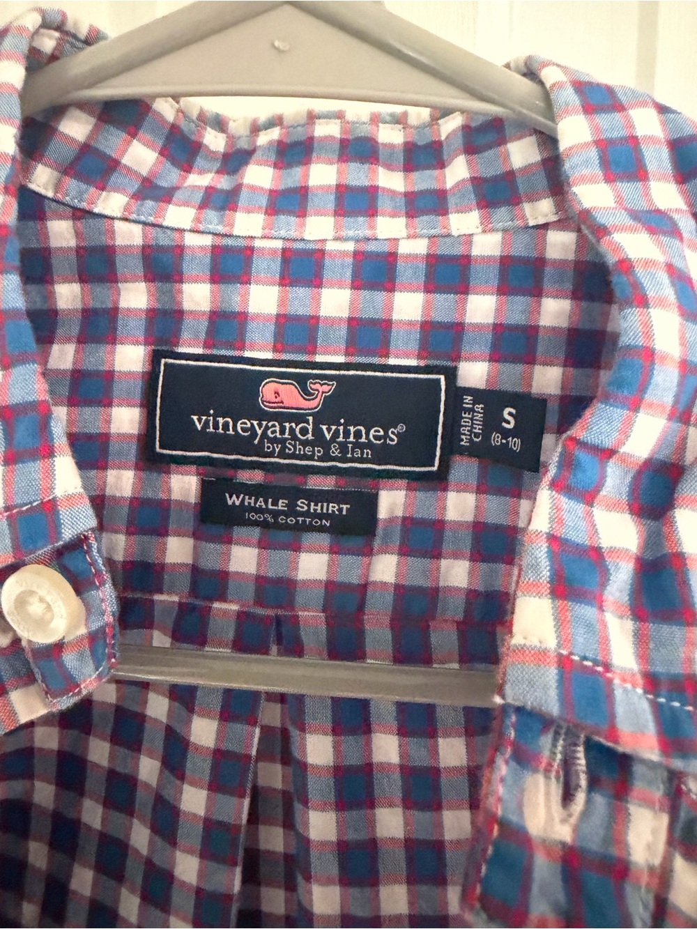 Vineyard Vines Boy’s Plaid Button-Down in Blue, Red & White